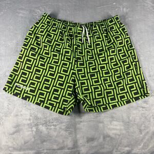 Purple Brand Lime Green Monogram Leisure Swim Shorts Men Sz 2XL Preowned